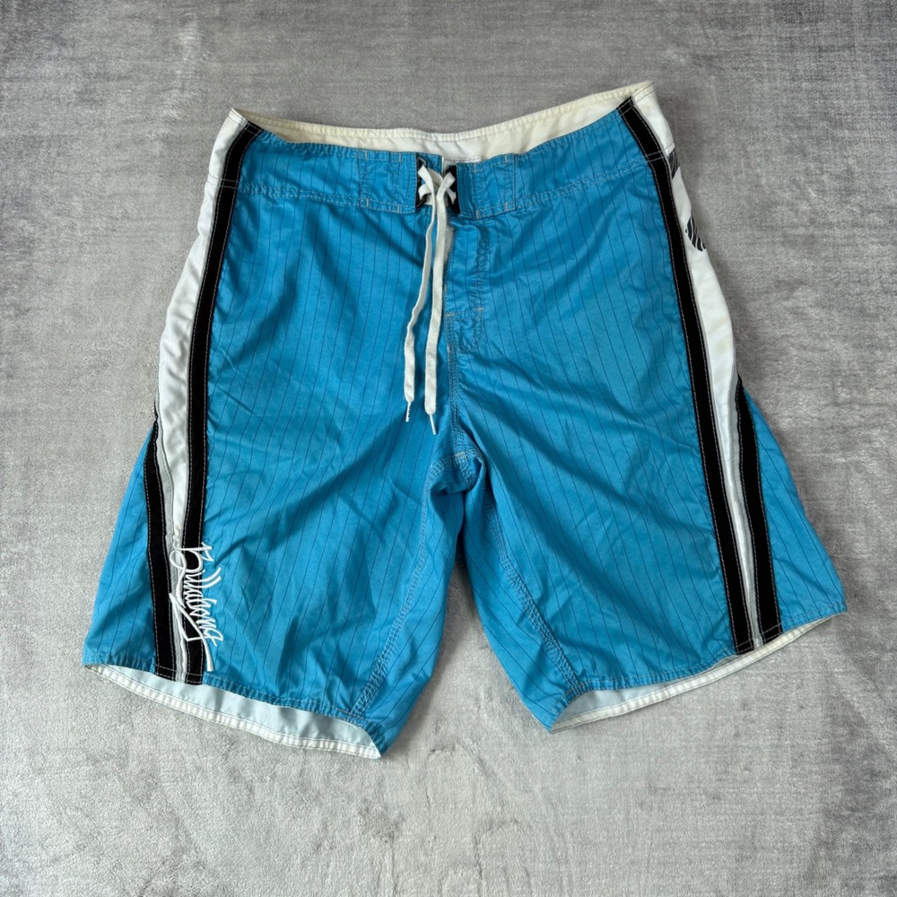 Billabong Board Shorts Mens 36 Blue Pinstripe Striped Lace Up Surf Swim Trunks